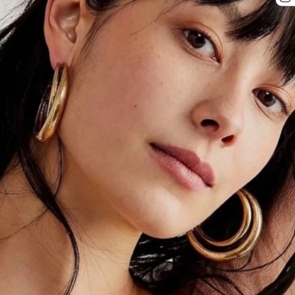 Free People Jewelry - NWT! Free People,  Double Intwined Hoop Earrings, Antique Gold, MSRP $30